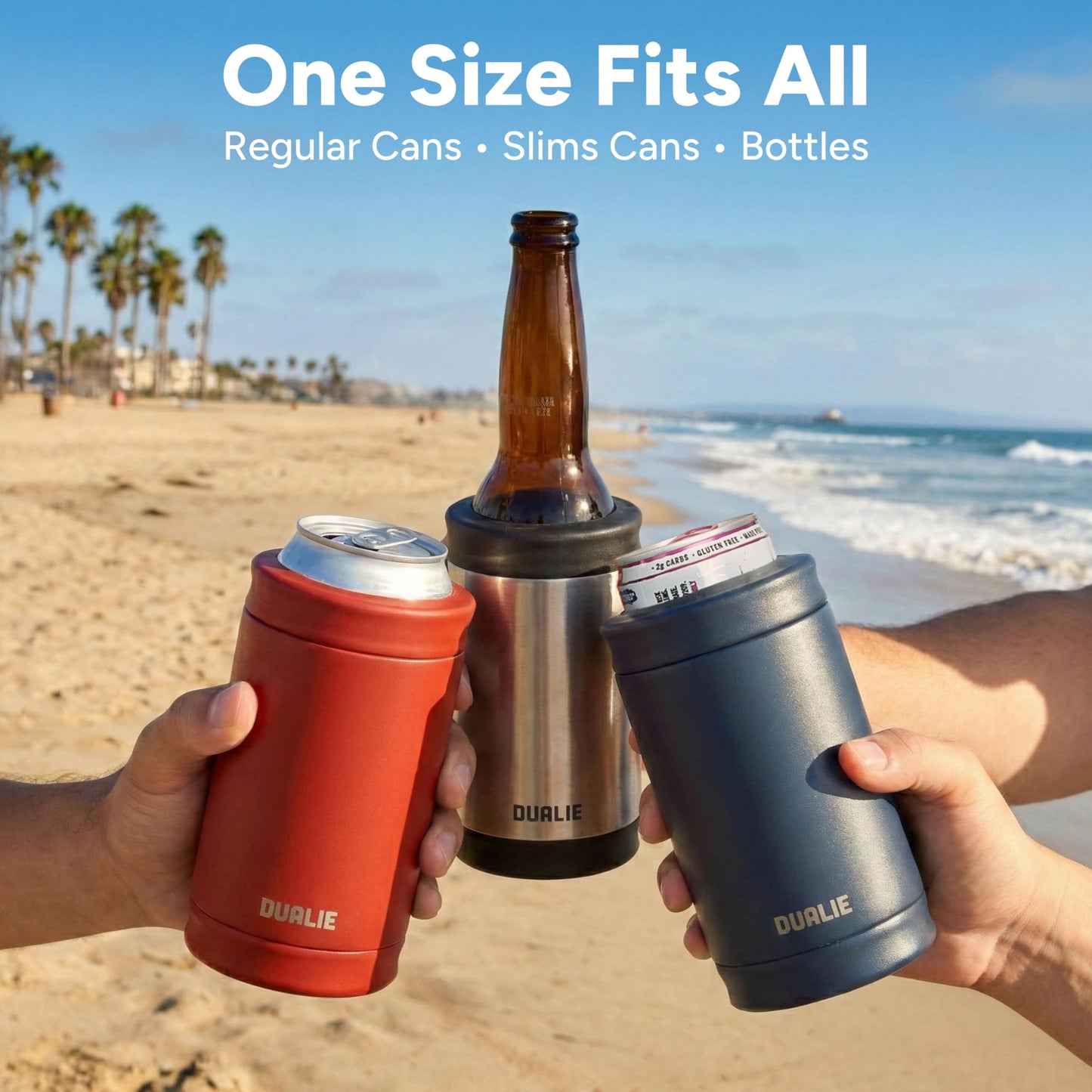 DUALIE 3 in 1 Insulated Can Cooler - Universal Size for 12 oz Cans, Slim Cans, and Bottles - 10+ Colors Available 🍁 All In One Marketplace Canada