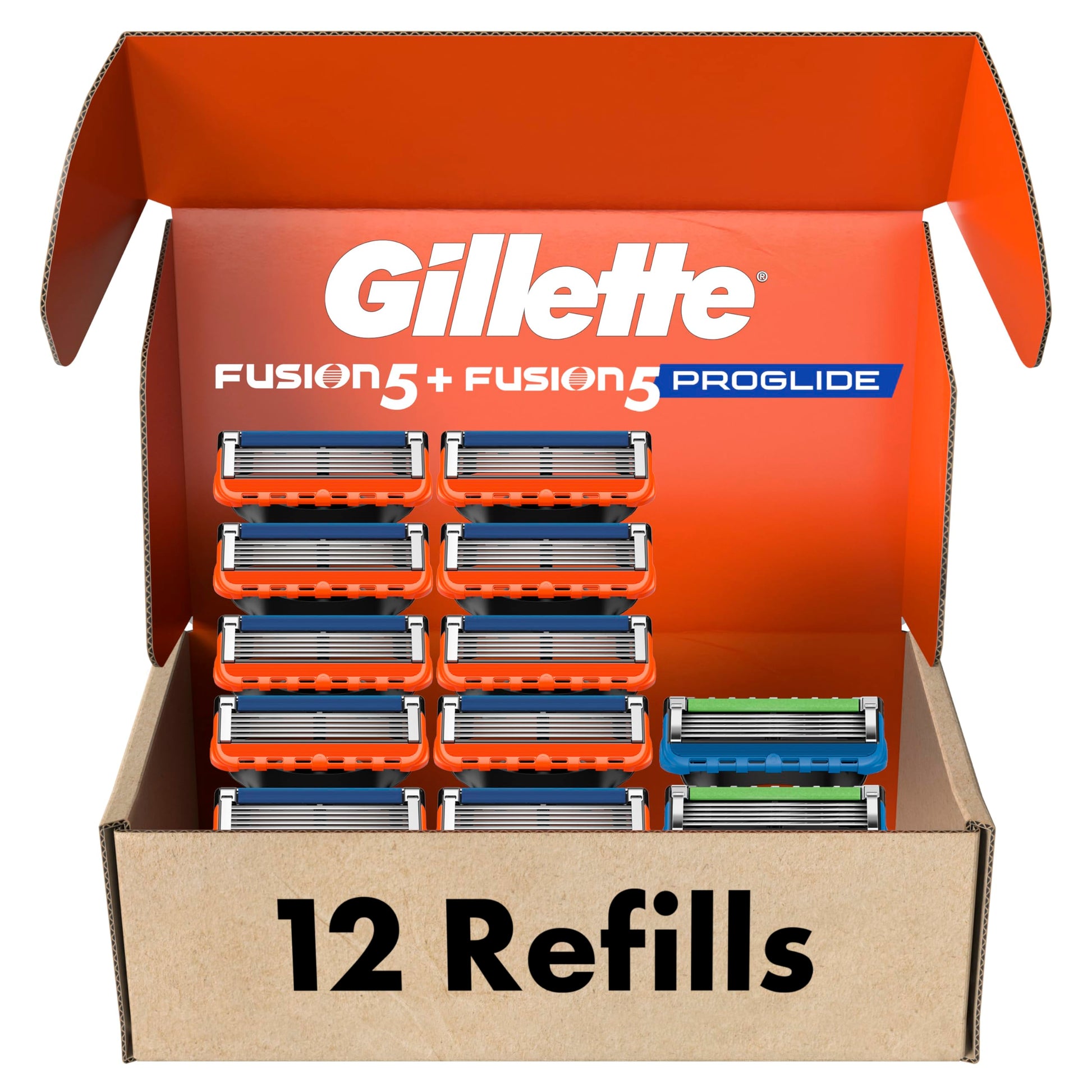 Gillette Fusion 5 Blades Refill, Razor Blades Men, 10 Fusion5 + 2 ProGlide Razors refills, 5-Blade Cartridges, 12 Total Refills - Available at All In One Marketplace Canada