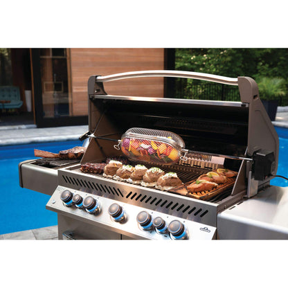 Napoleon Rotisserie Grill Basket Accessory in Stainless Steel - 64000 - Fits All Standard Spit Rods, Best for Even Cooking of Wings, Fries and Roasted Veggies Napoleon