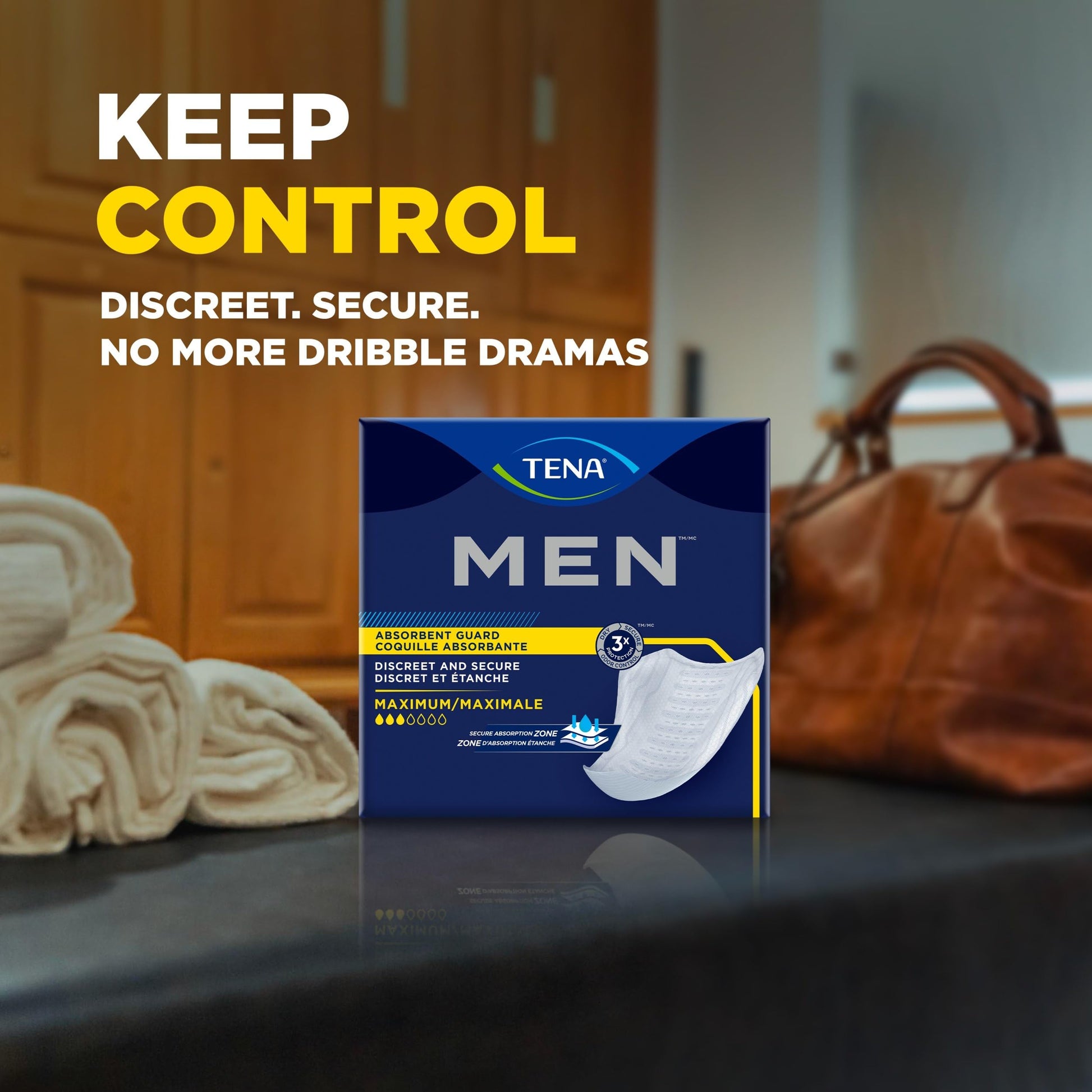 TENA Men Incontinence, Discrete Disposable, Guards, Comfortable Fit, Maximum Absorbency Protection, Universal Fit, 48 Count