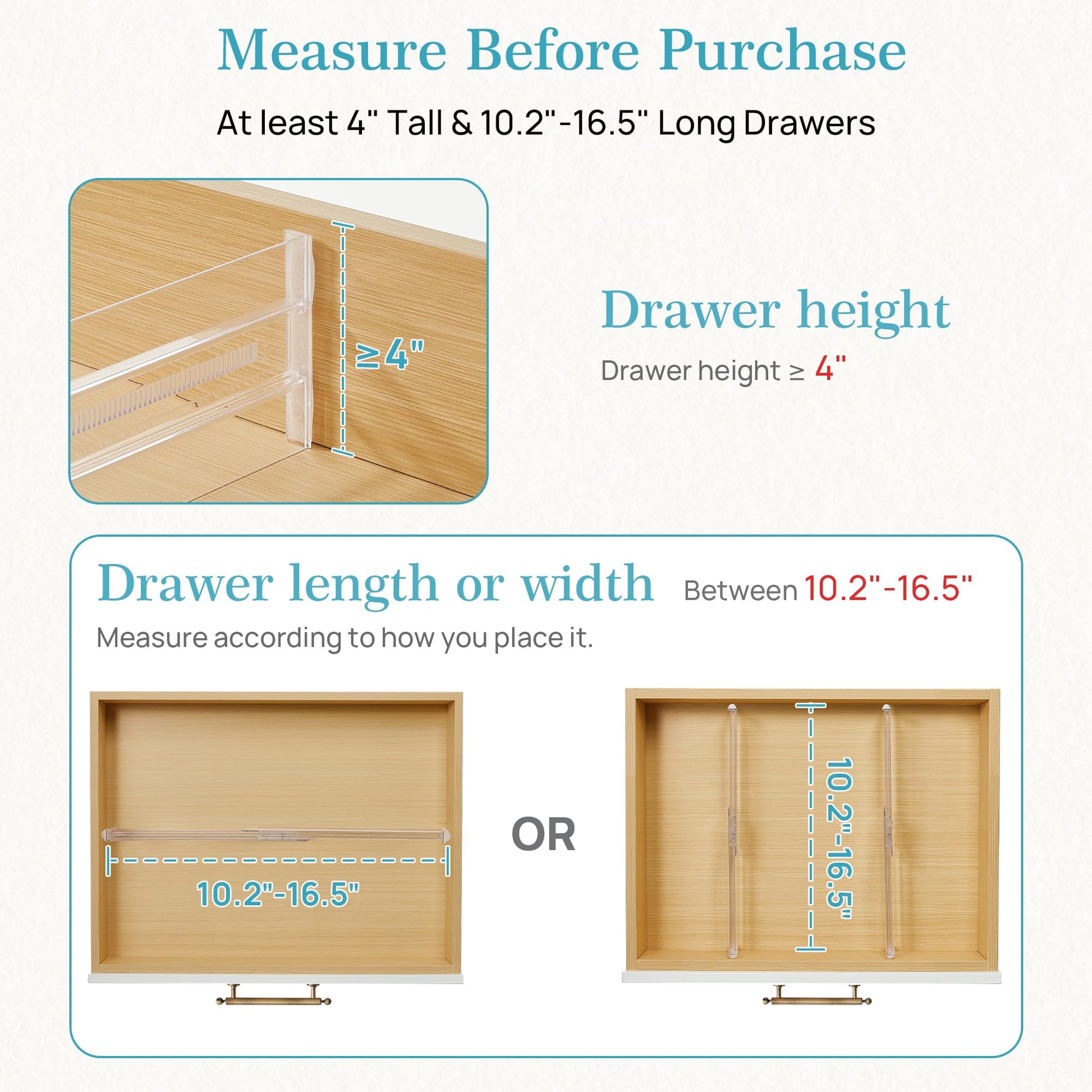 Vtopmart 8 Pack Drawer Dividers for Clothes, Adjustable 4" High Expandable from 10.2"-16.5" Dresser Drawer Organizer, Clear Plastic Dresser Organizer for Baby Clothes, Underwear, Socks - Available at All In One Marketplace Canada