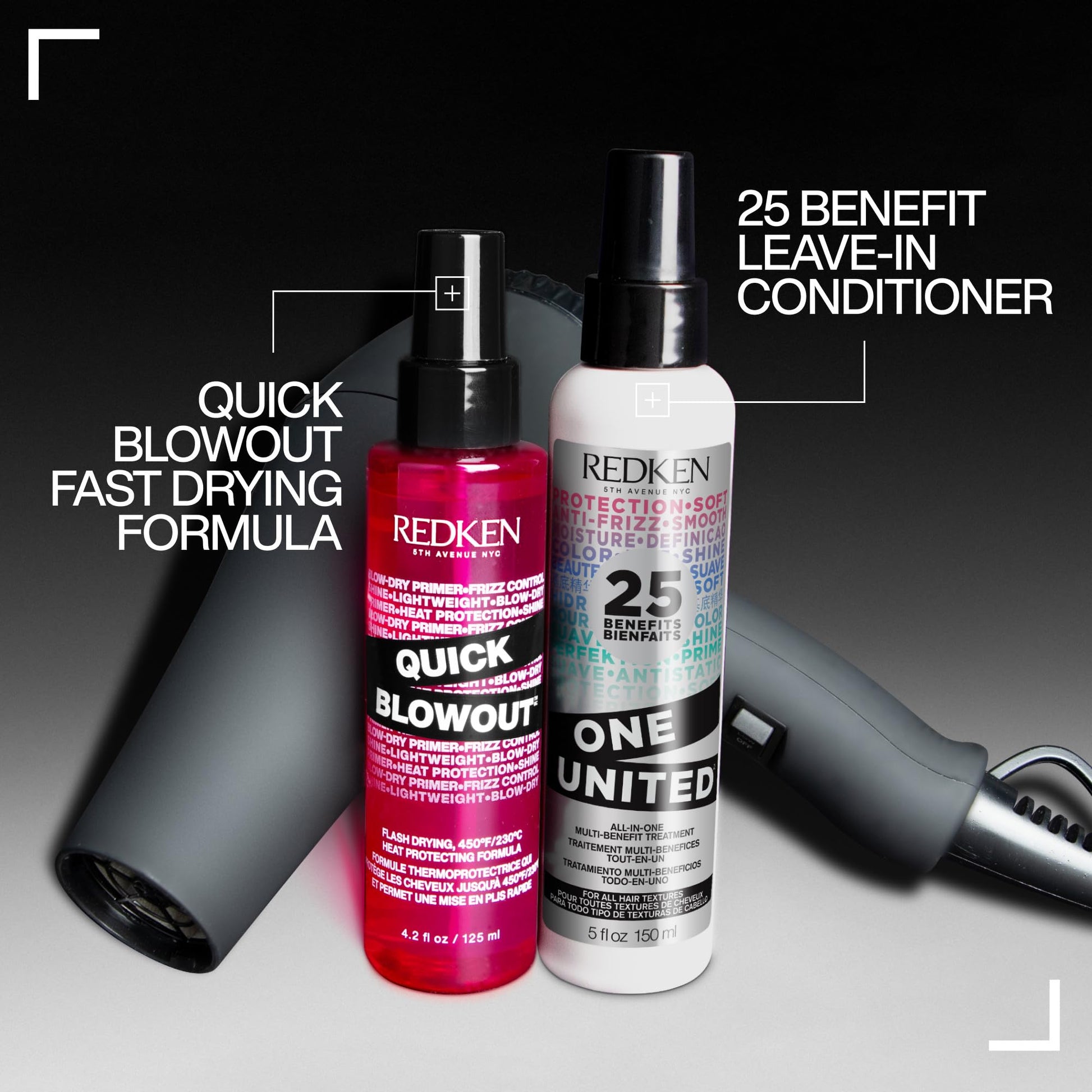 Redken Quick Blowout Heat Protection Spray for All Hair Types | Reduces blow dry time | Blowdry spray,125ml. - Available at All In One Marketplace Canada