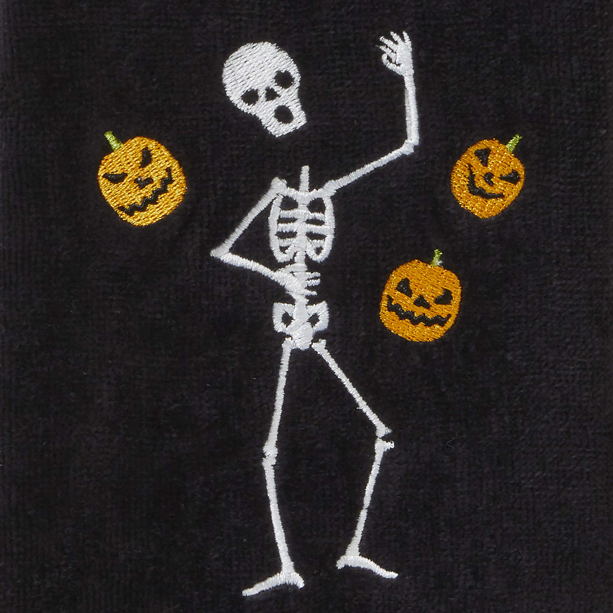 Ensemble de 2 essuie-mains brodés SKL Home Halloween Squelette jongleur, 100 % coton, décoratif pour salle de bain/cuisine/bar et cadeau, noir