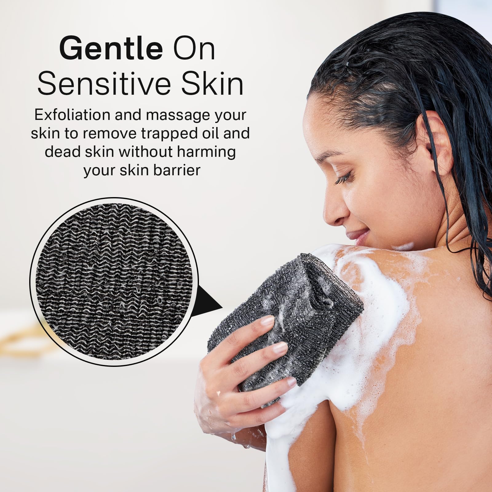 Yiclick Exfoliating Washcloth Towel, Exfoliating Body Scrubber, Back Scrubber Washer for Shower Bath, African Net Sponge Loofah Body Scrub Exfoliator, Exfoliating Cloth Brush Gloves for Women (Grey) - Available at All In One Marketplace Canada