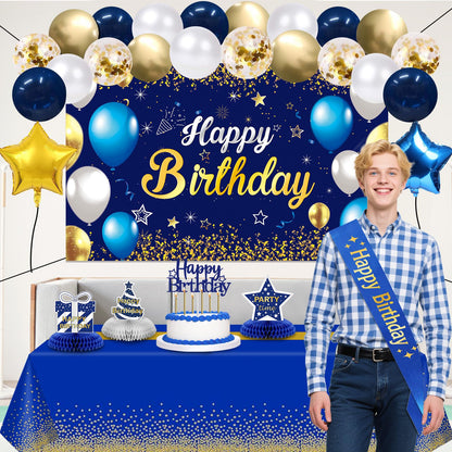 YeohJoy Birthday Decorations Navy Blue Gold 35Pcs Party Supplies 🍁 All In One Marketplace Canada