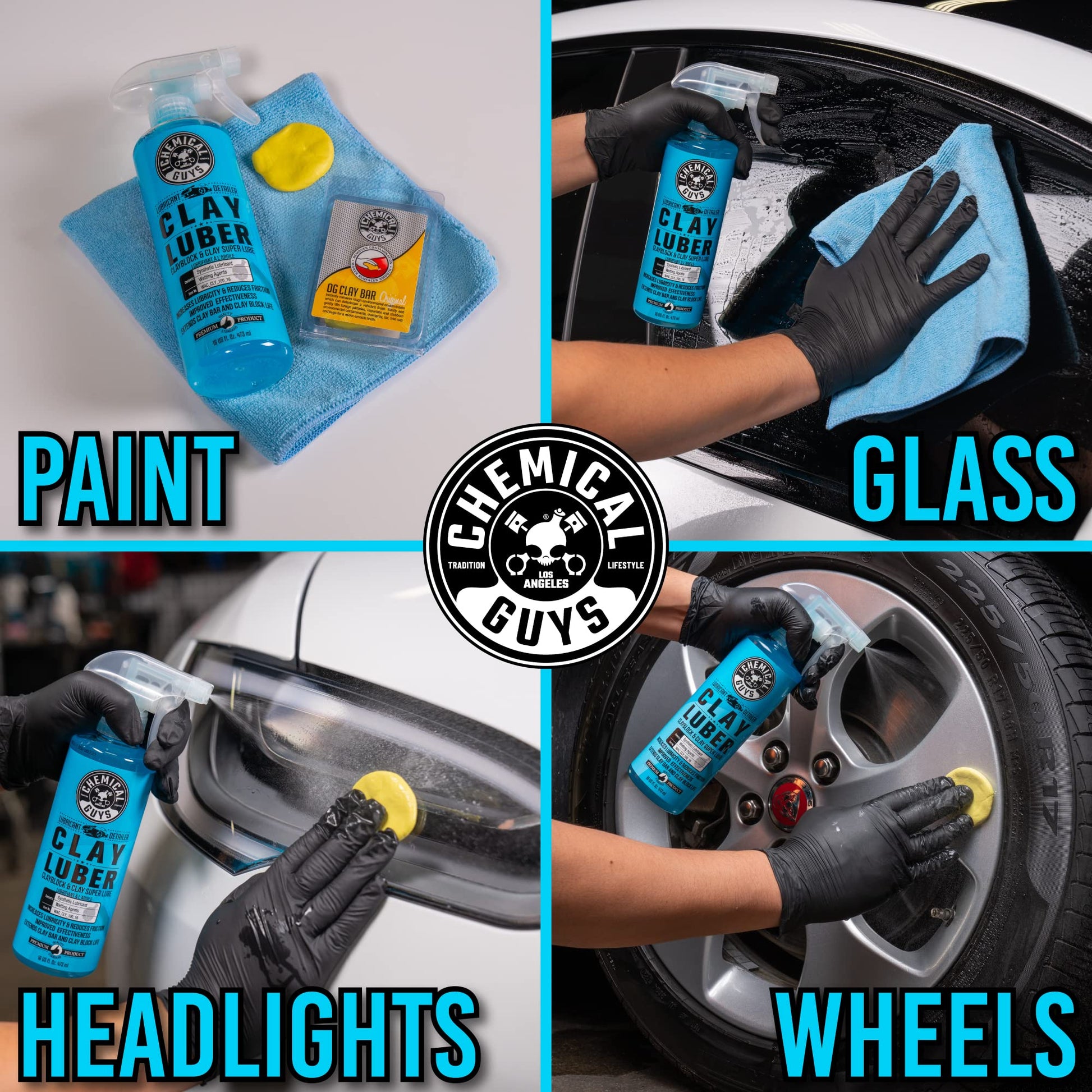 Chemical Guys OG Clay Bar & Lubber Synthetic Lubricant Kit, Light/Medium Duty, 473 ml (2 Items), Yellow Chemical Guys