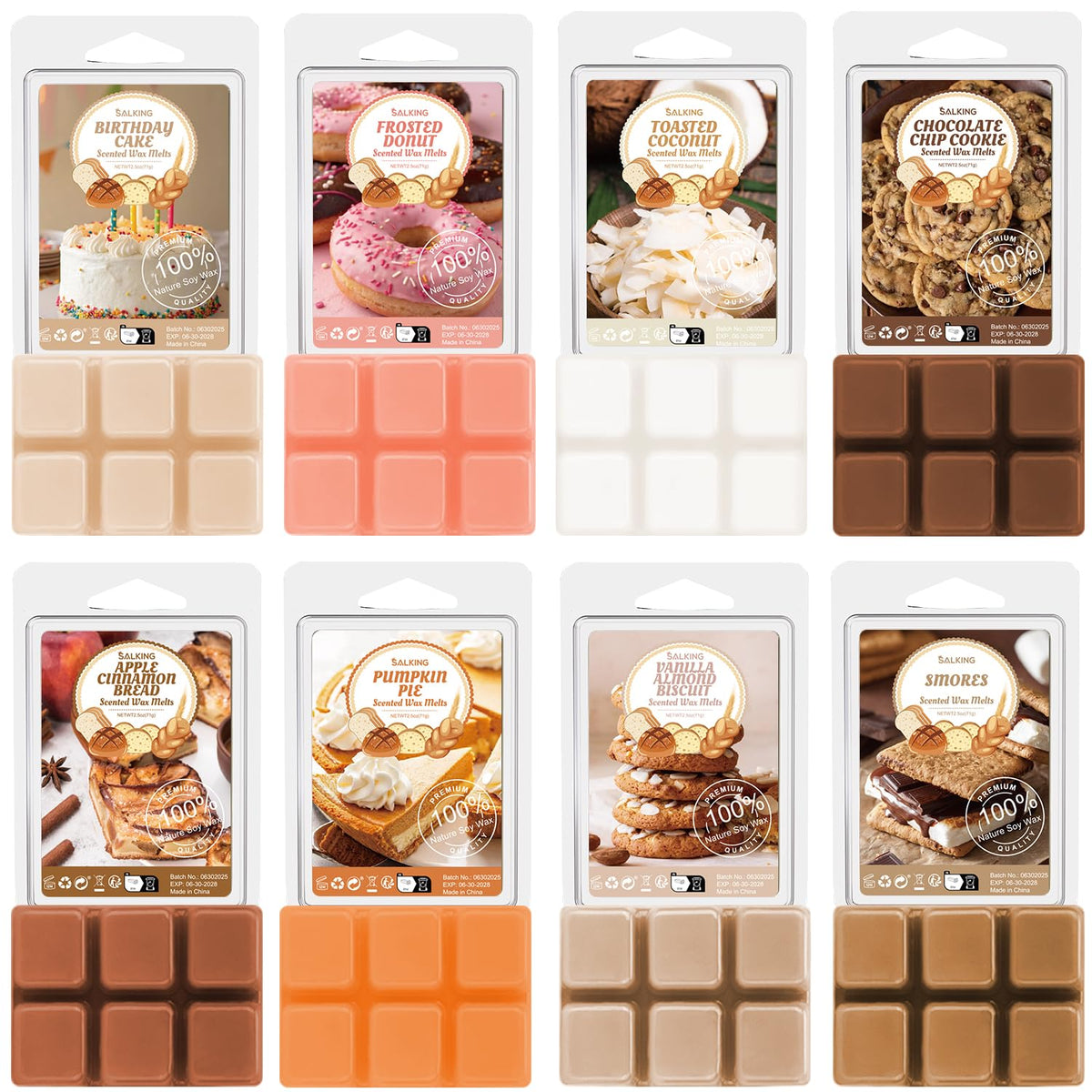 Bakery Scented Wax Melts, Soy Wax Melts, Strong Scented Wax Cubes Gift Set for Wax Warmer, Chocolate Cookie, Apple Bread, Vanilla Almond Biscuit, Donut, Pumpkin Pie, Coconut, Birthday Cake, Smores 🍁 All In One Marketplace Canada