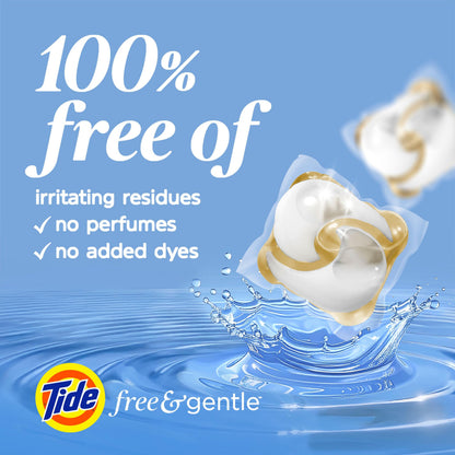 Tide PODS Free & Gentle Liquid Laundry Detergent Pacs, HE Compatible and Coldwater Clean, 76 Count