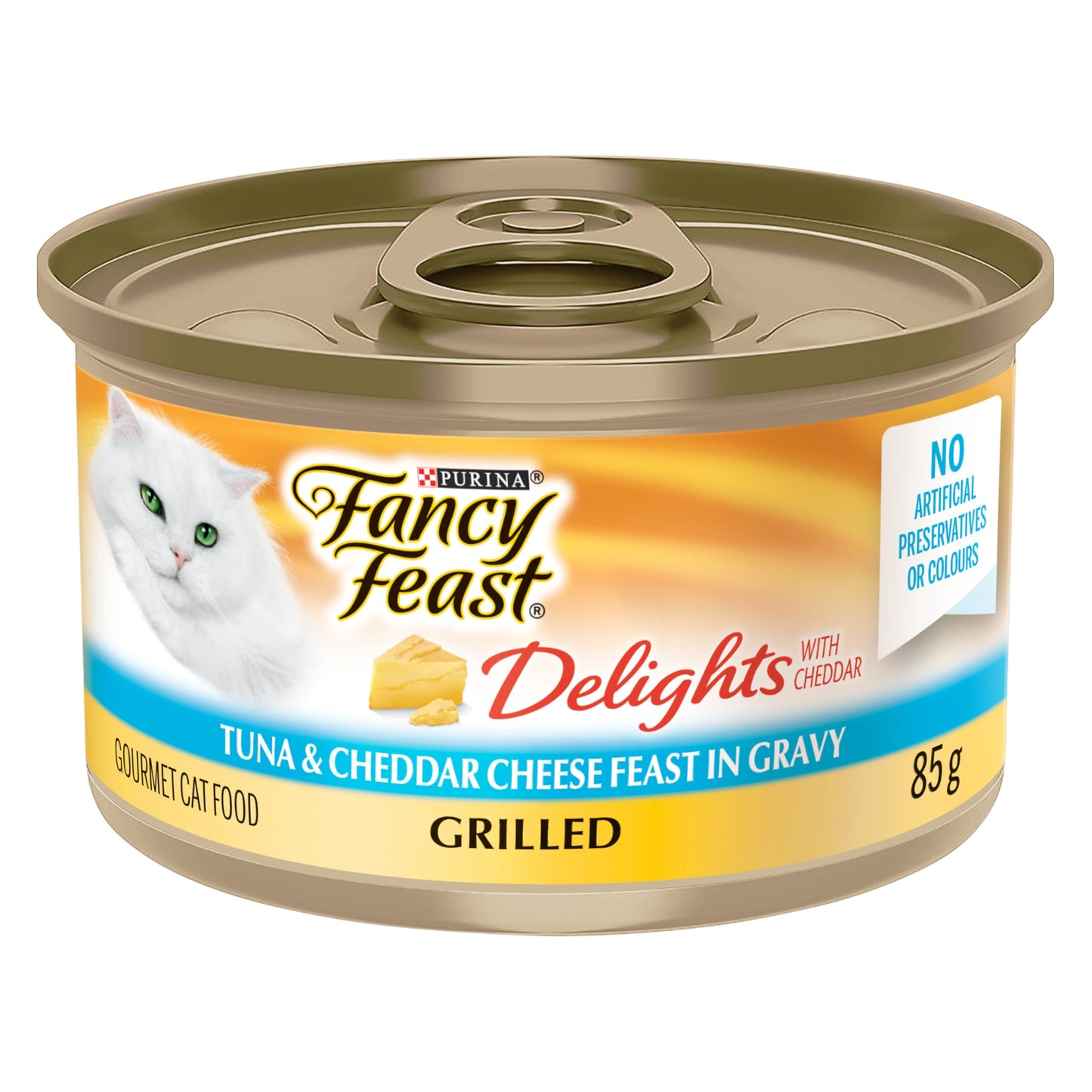 Fancy Feast Delights with Cheddar Wet Cat Food, Grilled Tuna & Cheddar Cheese Feast - 85 g Can (24 Pack) Fancy Feast