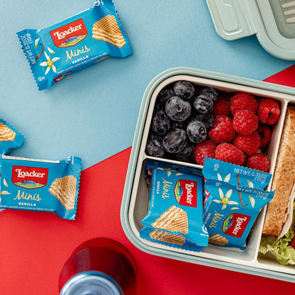 Loacker Minis Variety Pack | Assorted Crispy Wafer Cookies - Hazelnut, Chocolate, and Vanilla Cream Filling | 30% Less Sugar | Non-GMO | Sustainably Sourced Ingredients | 10g/0.35oz – 40 Count, Individually Wrapped - Available at All In One Marketplace Canada