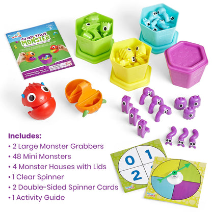 hand2mind Grab that Monster Fine Motor Activity Set, Occupational Therapy Toys, Fine Motor Skills Toys for Toddlers, Pincer Grasp Toys, Play Therapy Games for Kids, Halloween Toys for Kids 3-5