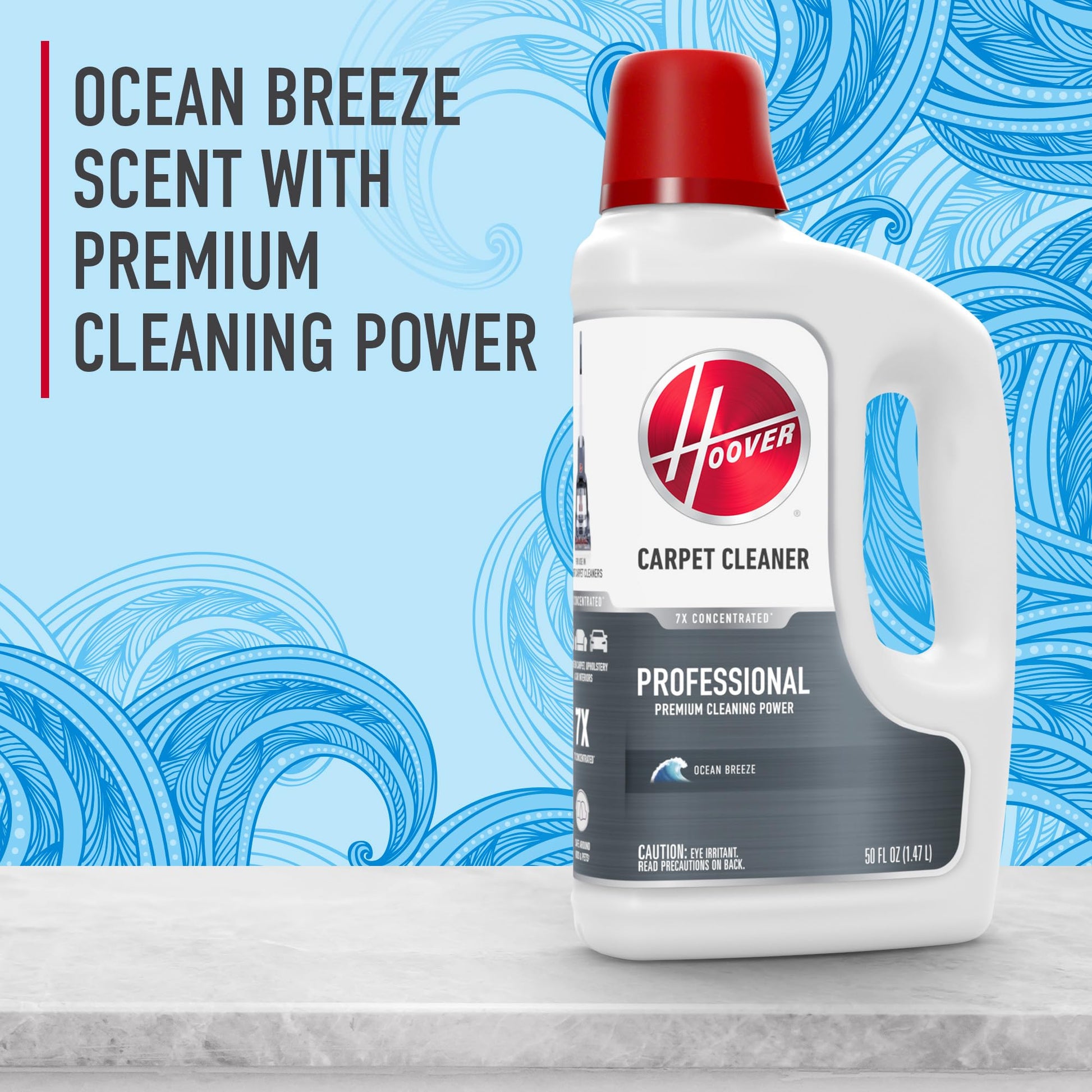 Hoover Prime Professional Carpet Cleaner Solution, 64 oz., Ocean Breeze Scent, Powerful Carpet Shampoo Solution, Remove Tough Stains from Carpet and Upholstery, Pair with Hoover Carpet Cleaner Machine - Available at All In One Marketplace Canada