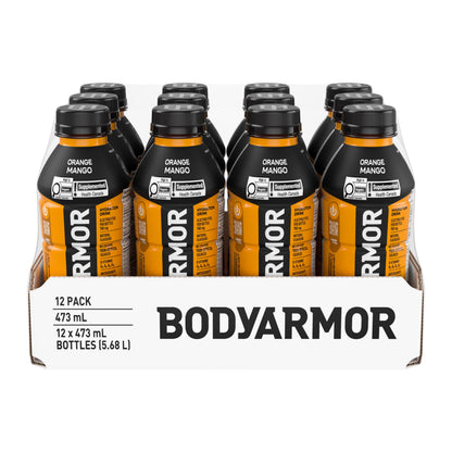 BODYARMOR SuperDrink Orange Mango, 473 mL Bottles (12 Pack) – Sports Hydration Drink with Coconut Water, Potassium-Packed Electrolytes and Antioxidant Vitamins Body Armor