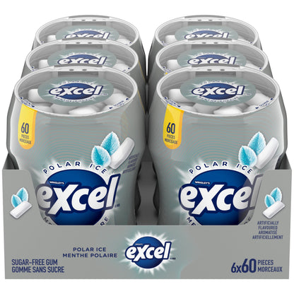 EXCEL, Polar Ice Flavoured Sugar Free Chewing Gum, 60 Pieces, 6 Bottles - Available at All In One Marketplace Canada