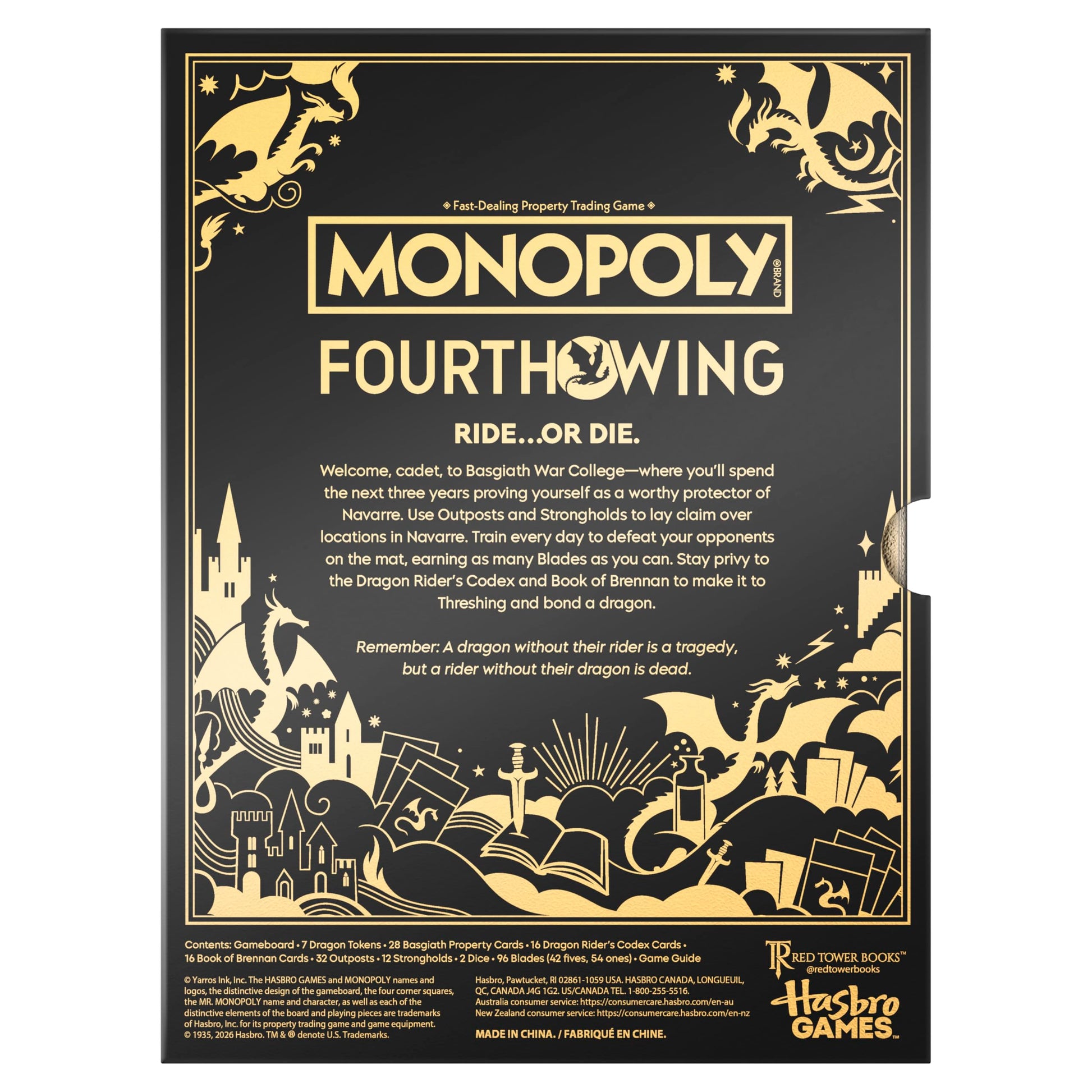 Monopoly Fourth Wing Edition Board Game for Adults | Officially Licensed Game Inspired by the Empyrean Series, Book 1 | 2-6 Players | Ages 17+ Hasbro Gaming