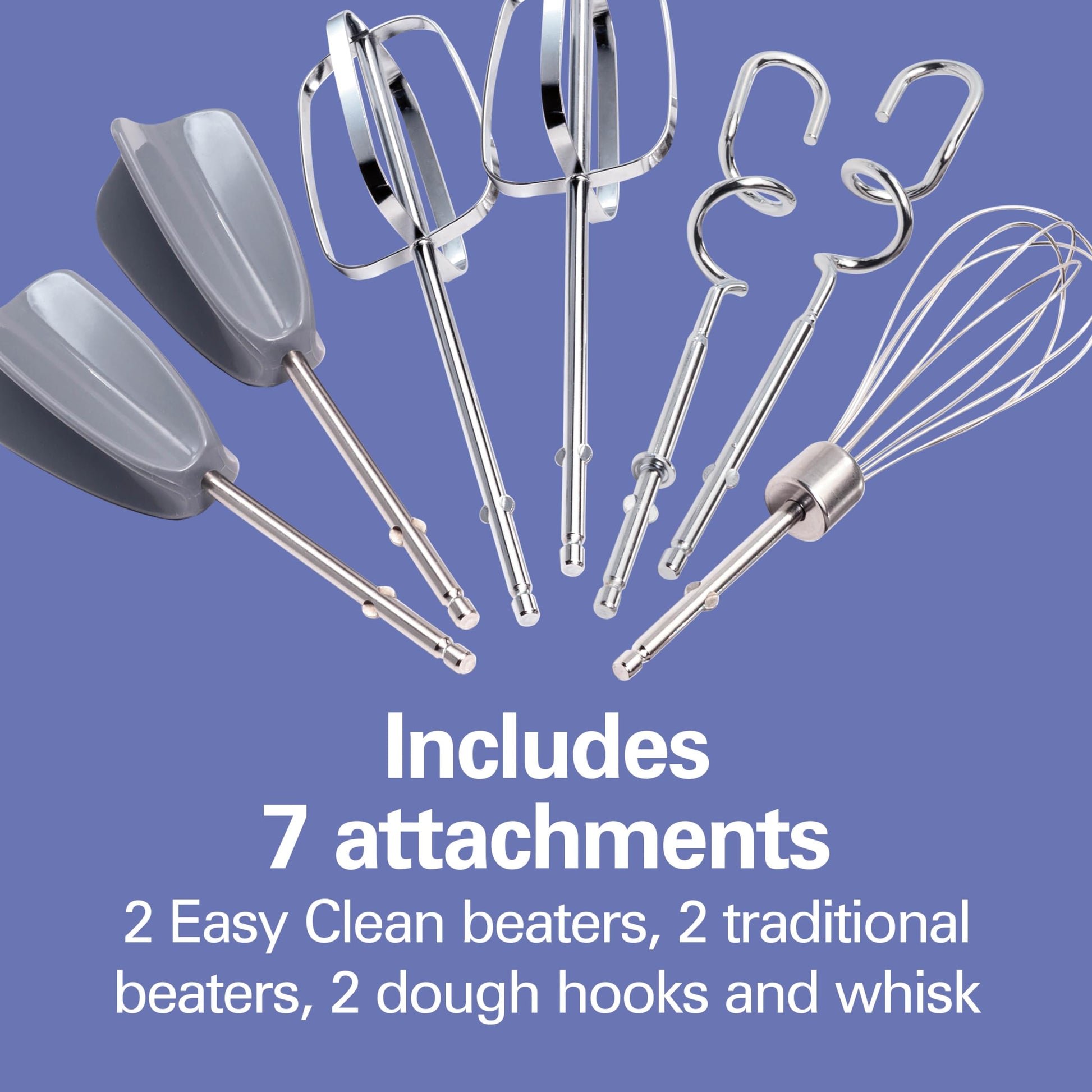 Hamilton Beach 6-Speed Electric Hand Mixer for Baking, 275W, Easy Clean Beaters, Dough Hooks, Whisk, Snap-On Storage Case, White (62636J) Hamilton Beach