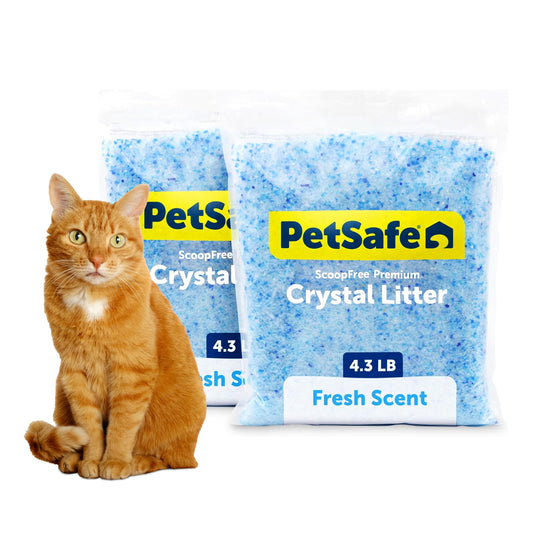 PetSafe ScoopFree Premium Blue Crystal Litter, Superior Odor Control - Low Tracking for Less Mess - Lasts Up to 1 Month (2 Pack of 4.3 Lb Bag)