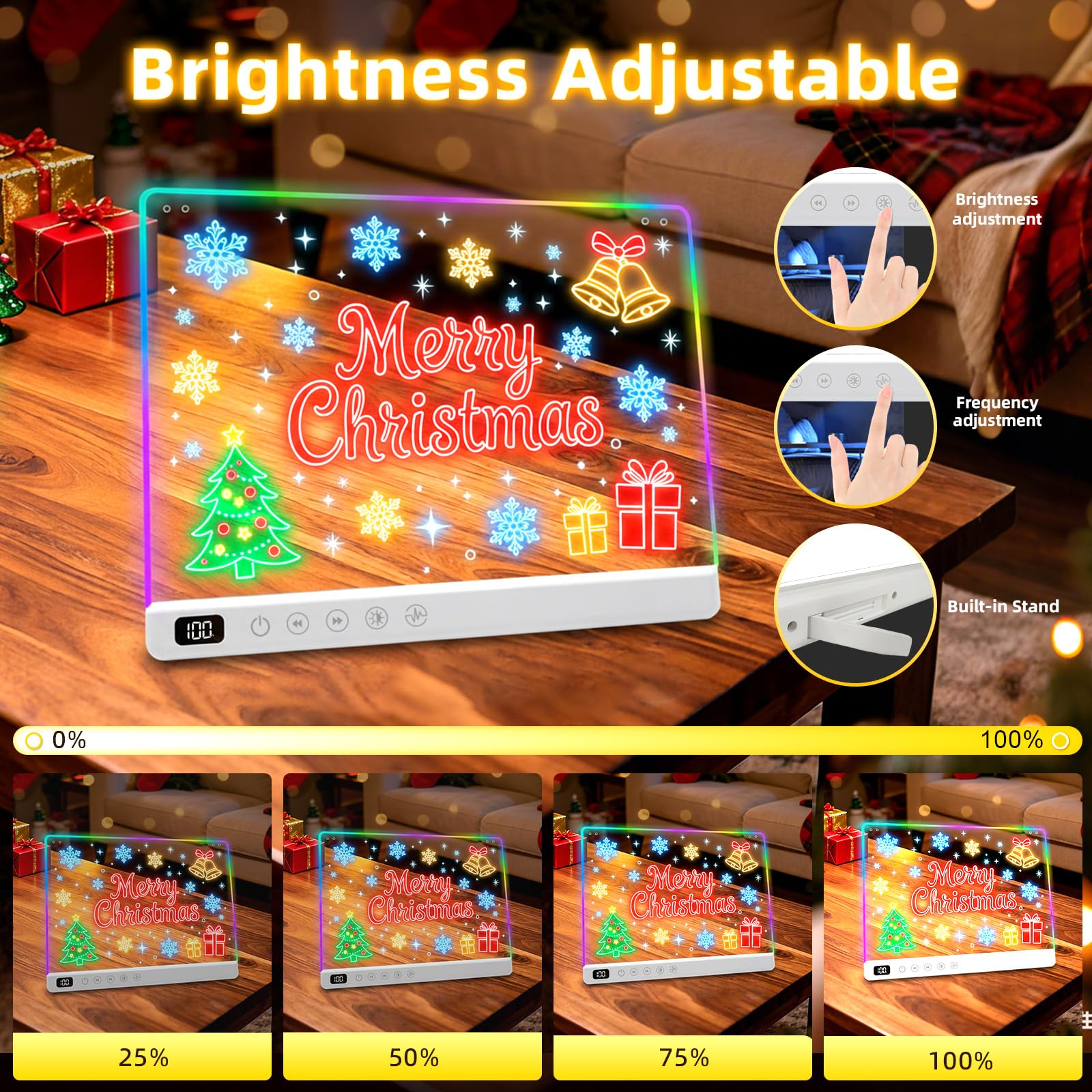 Lumiboard Led Drawing Board with 13 Light Effects, 13.7"x10" Rechargeable Glow Doodle LED Note Board with Colors, Neon Light Up Drawing Tablet Gifts for Kids for Christmas Birthday Gifts Presents - Available at All In One Marketplace Canada