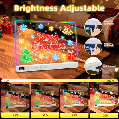 Lumiboard Led Drawing Board with 13 Light Effects, 13.7"x10" Rechargeable Glow Doodle LED Note Board with Colors, Neon Light Up Drawing Tablet Gifts for Kids for Christmas Birthday Gifts Presents - Available at All In One Marketplace Canada