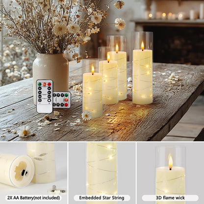 24pcs Flameless Ivory LED Candle with Remote Control and String Lights, Battery Powered Flickering Candle 5'' 6'' 7'' Candles for Home,Party,Christmas and Festivals Decorations 🍁 All In One Marketplace Canada