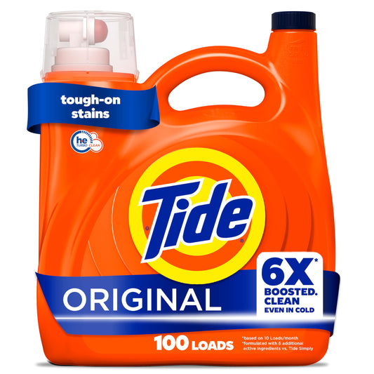 Tide Laundry Detergent Liquid, Original Scent, Works on 100% of Common Stains, Laundry Soap, Liquid Laundry Detergent, 100 Loads, 3.9 L