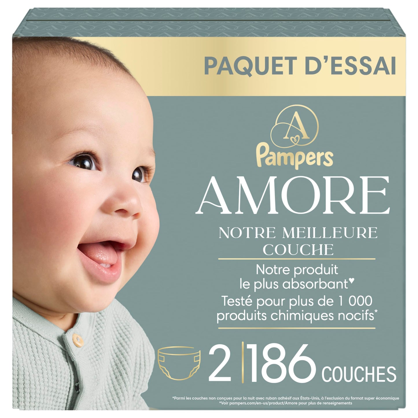 Pampers AMORE, Size 2, Our Best Diaper, 1 Pack (Count of 186)