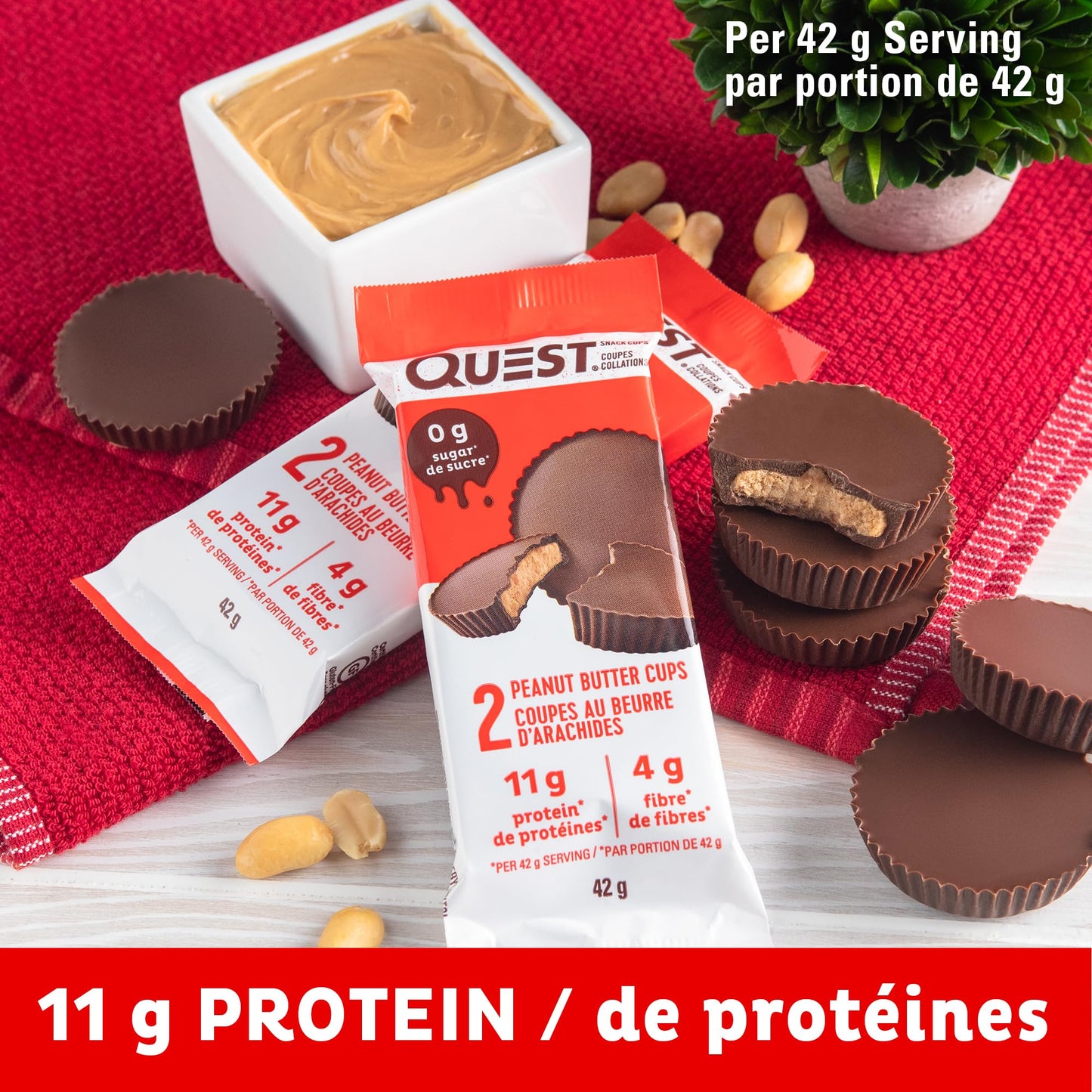 Quest Peanut Butter Cups - High Protein, Low Carb Snack, 11g Protein, 1g Sugar, 12 Pack