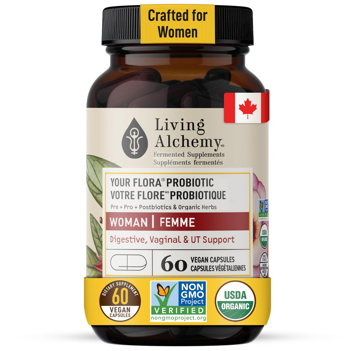 Living Alchemy Your Flora Probiotic Woman, Vegan, Non-GMO, 60 Pcs