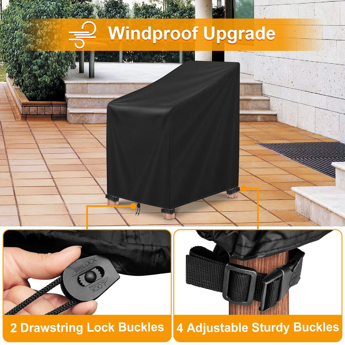 Kipiea 600D Patio Chair Covers Waterproof Winter 2 Pack - Heavy Duty Lawn Outdoor Furniture Chair Covers with Anti UV and No Tears, No Fading (29"W x 30"D x 31"H) 🍁 All In One Marketplace Canada