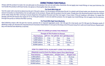 Robelle 6-Pounds Premium pH Down for Pools, Concentrated Sodium Bisulfate, Made in USA Robelle