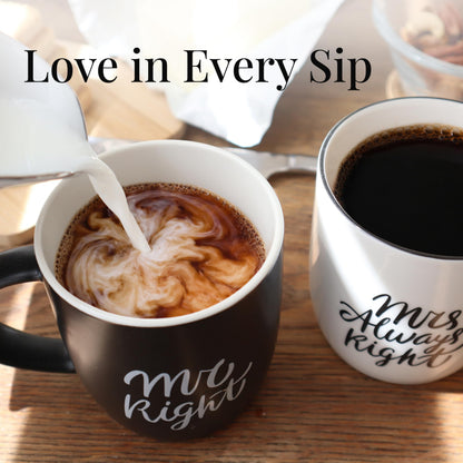 Triple Gifffted Mr Right and Mrs Always Right Coffee Mugs Gift Set, 380 ml 🍁 All In One Marketplace Canada