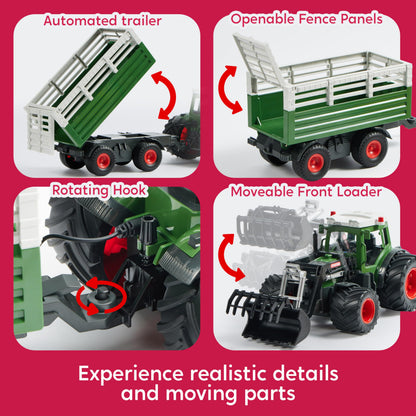 Syncfun Remote Control Tractor Toy Set – Rechangeable RC Truck Toys with Trailer, Loader, Lights & Sounds, Toddler Farm Vehicles Toys, Kids Toys for 2 3 4 5 6 Years Old Boys, Christmas Birthday Gifts 🍁 All In One Marketplace Canada