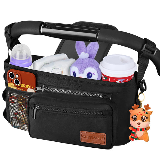 Stroller Caddy with Cup Holder: Universal Stroller Organizer with Detachable Phone Bag, Non-Slip Straps, Stroller Accessories Fits Uppababy,Bugaboo, Graco, Cybex, Nuna, Baby Jogger, Gifts for New Mom - Available at All In One Marketplace Canada