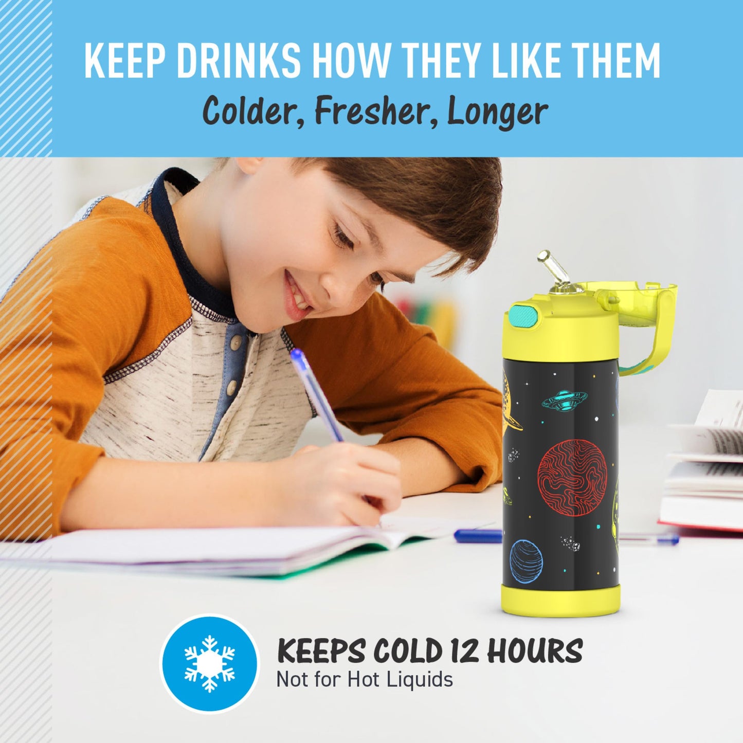 THERMOS FUNTAINER Water Bottle with Straw, 14oz, Out of This World