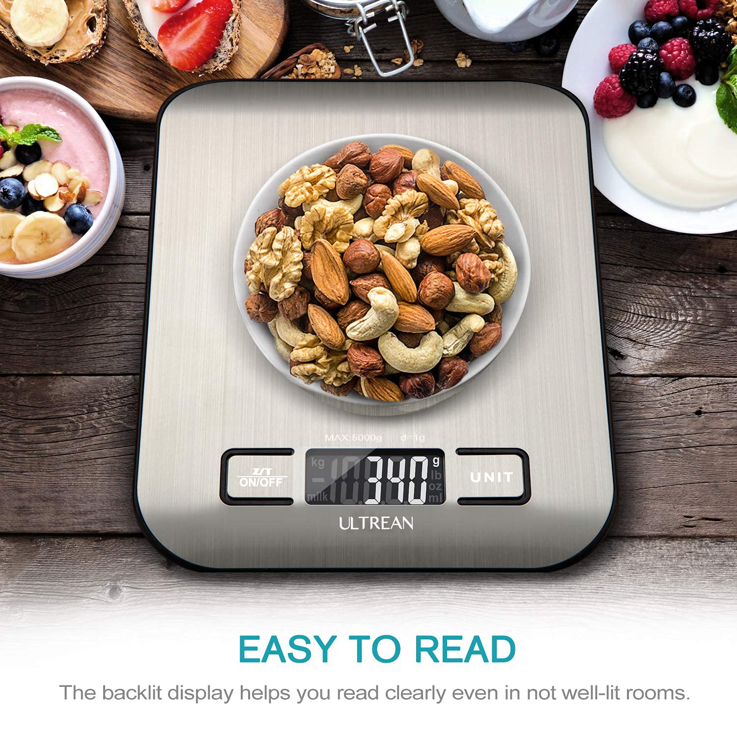 Ultrean Food Scale, Digital Kitchen Scale Weight Grams and Ounces for Baking and Cooking, 6 Units with Tare Function, 5kg/11lb (Batteries Included) - Available at All In One Marketplace Canada
