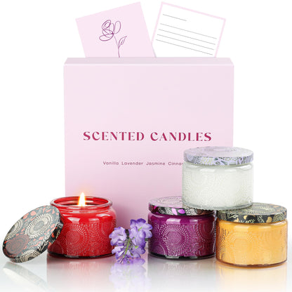NORVENCE Candles Gifts for Women, Scented Candle Gift Set of 4, Scented Candles for Home, Birthday and Christmas Candle Gifts for Women (Vanilla, Lavender, Cinnamon, Jasmine, 14.4 oz) 🍁 All In One Marketplace Canada
