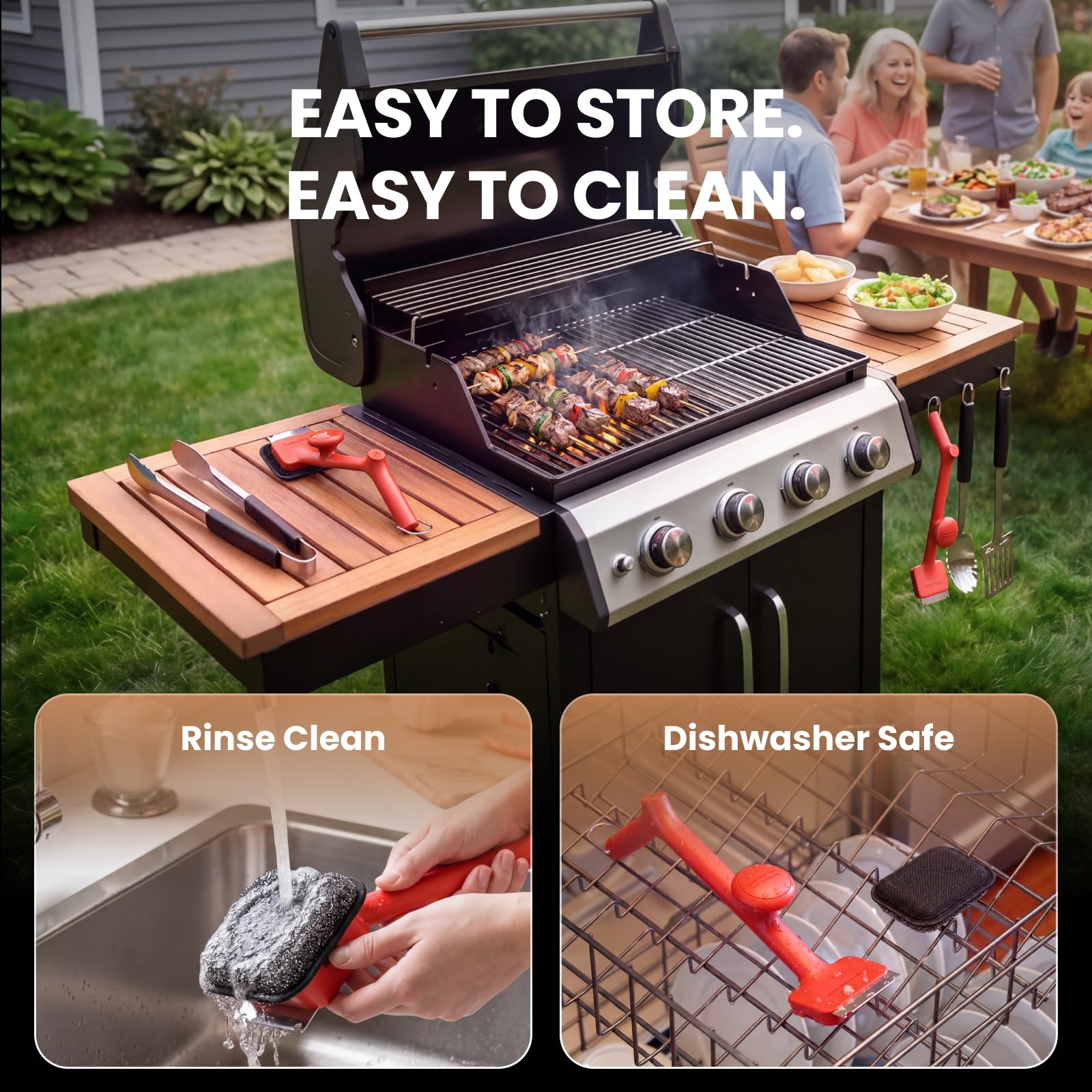 ThermoMaven BBQ Grill Brush Bristle Free - 17" Safe Steam Grill Cleaner Brush with Scraper and 3 Brush Heads for Porcelain/Gas/Charcoal Grill Outdoor Grill Barbecue Cleaner - Available at All In One Marketplace Canada