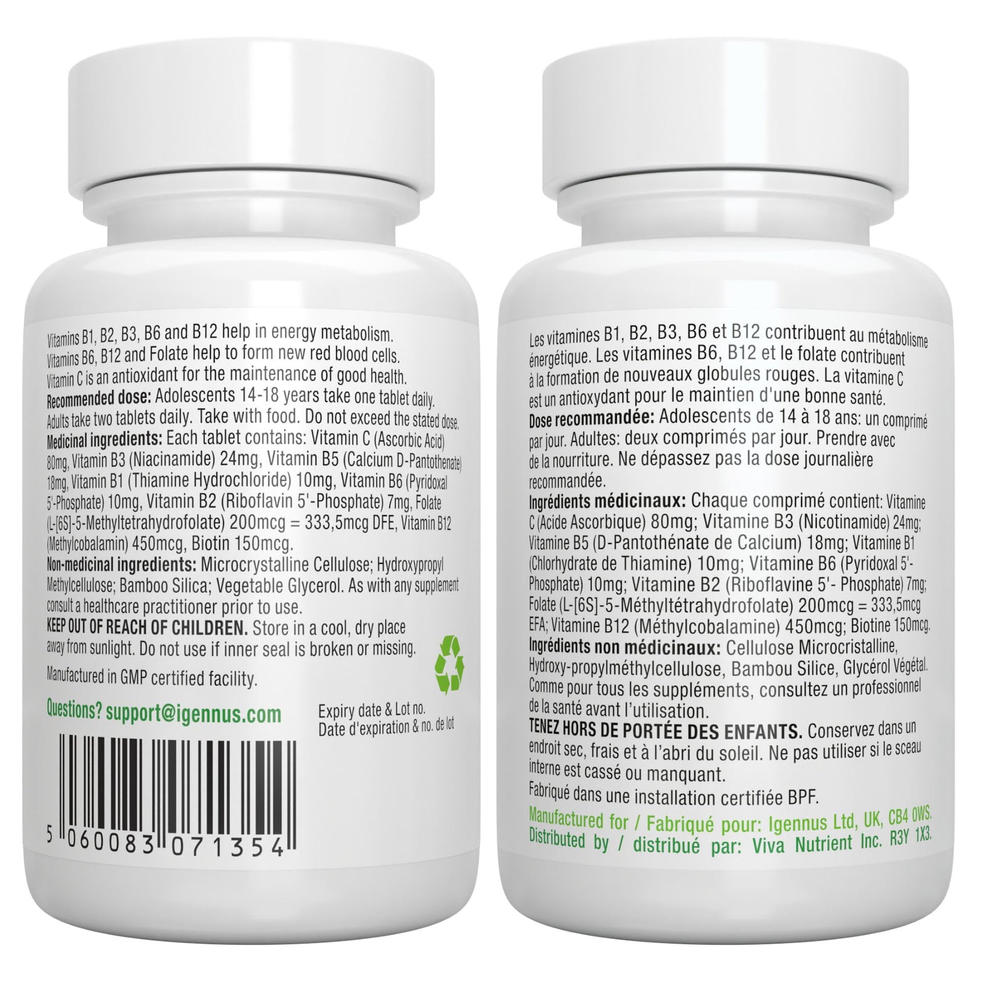 Igennus Super B-Complex - High Strength Methylated B Vitamins, Clean Label