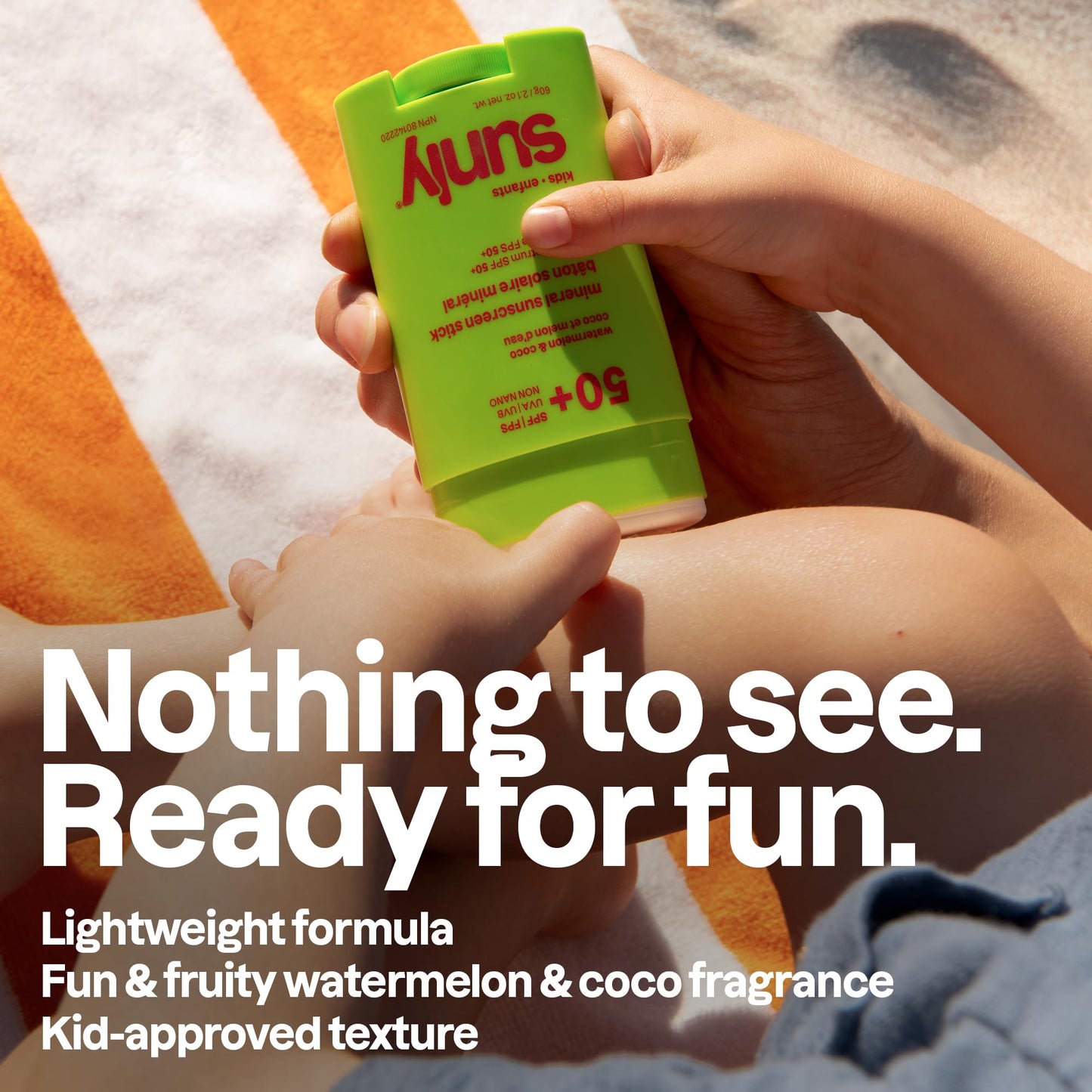 ATTITUDE Kids Mineral Sunscreen Stick SPF 50, Broad Spectrum Zinc Oxide, EWG Verified, Non-Nano, Mess-Free Stick for Face & Body, Lightweight Non-Greasy, Vegan, Watermelon & Coco Scent, 60 grams