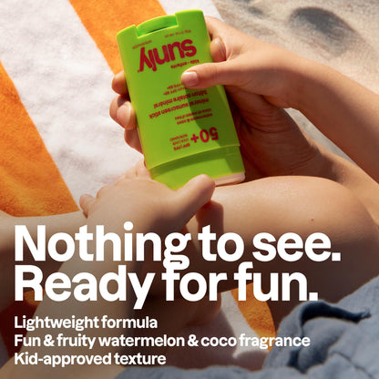 ATTITUDE Kids Mineral Sunscreen Stick SPF 50, Broad Spectrum Zinc Oxide, EWG Verified, Non-Nano, Mess-Free Stick for Face & Body, Lightweight Non-Greasy, Vegan, Watermelon & Coco Scent, 60 grams