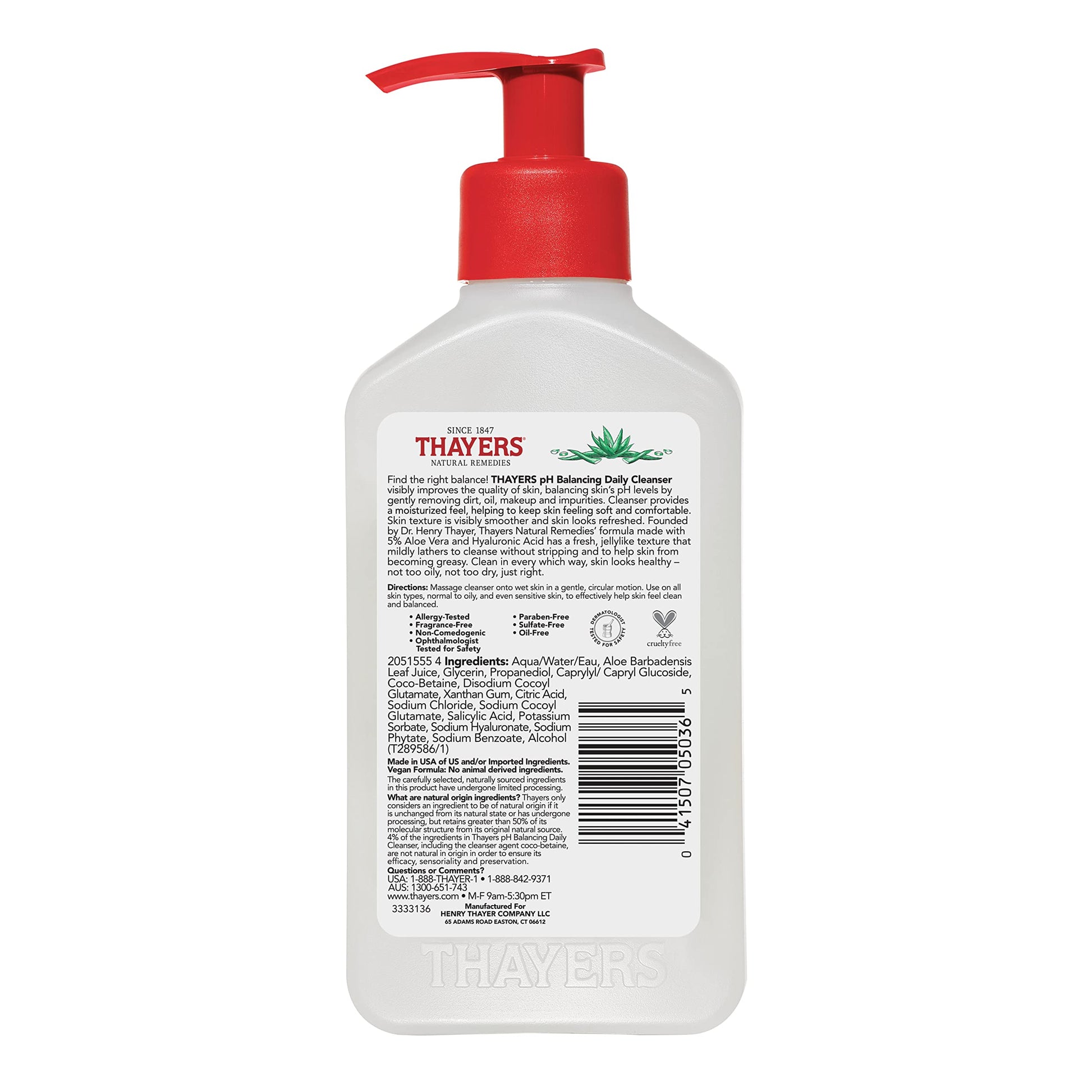 THAYERS pH Balancing Daily Cleanser, Face Wash with Aloe Vera, Gentle and Hydrating Skin Care for Dry, Oily, or Acne Prone Skin, 237ml - Available at All In One Marketplace Canada