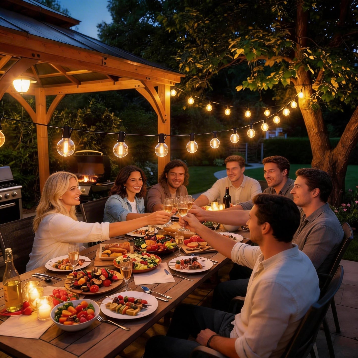 RTTY Outdoor String Lights Patio Light for Outside Waterproof G40 Shatterproof LED Bulbs, Dimmable Hanging Connectable Globe Lighting for Bistro, Backyard, Cafe, Porch, 2700K, 50 FT 26pcs