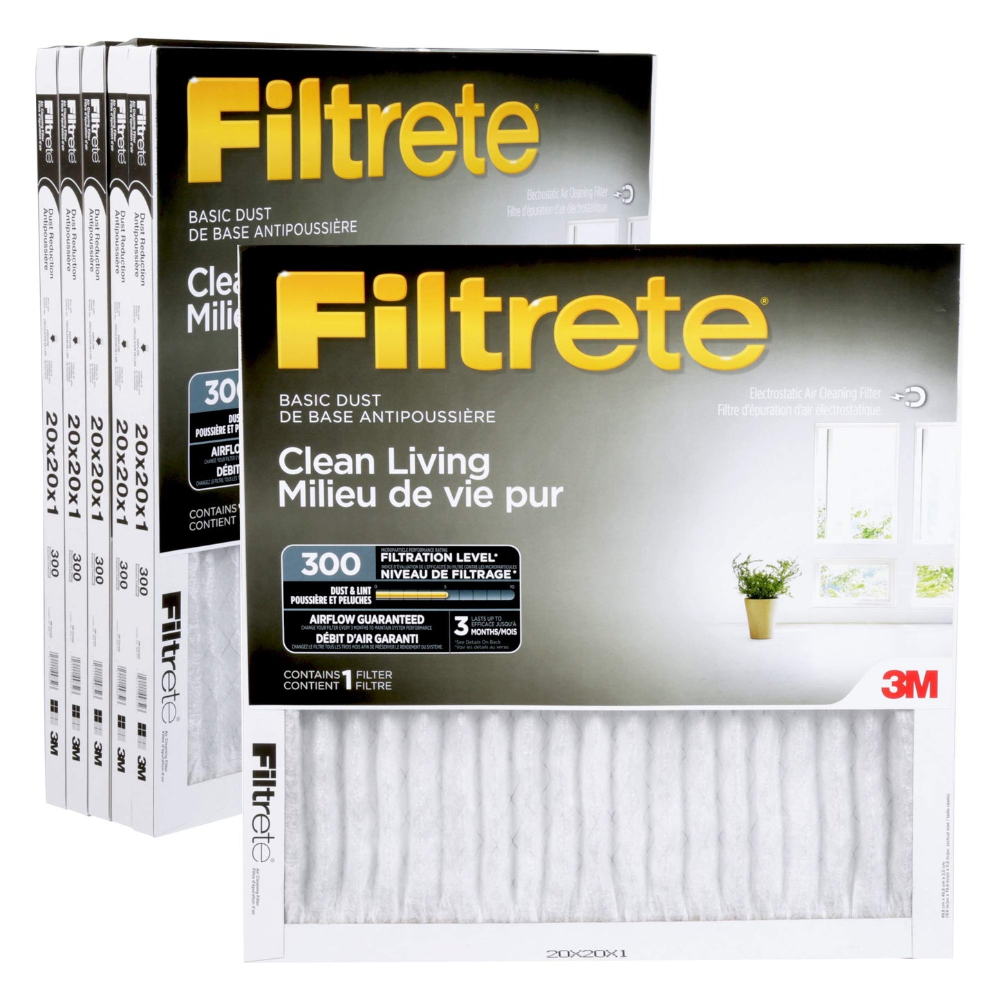 Filtrete 20x20x1 Furnace Filter, MPR 300, MERV 5, Clean Living Basic Dust 3-Month Pleated 1-Inch Air Filters, 6 Filters 🍁 All In One Marketplace Canada
