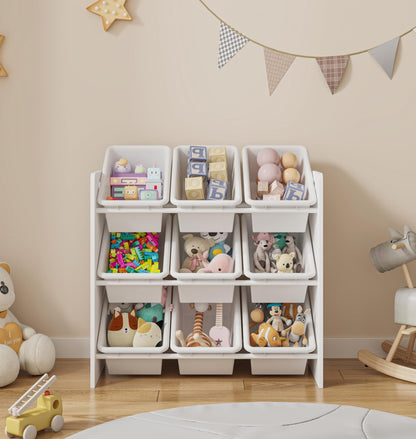 Lennox Furniture Toys Storage Organizer 9 Plastic Bins in White (JWTR-03006 white) Lennox Furniture