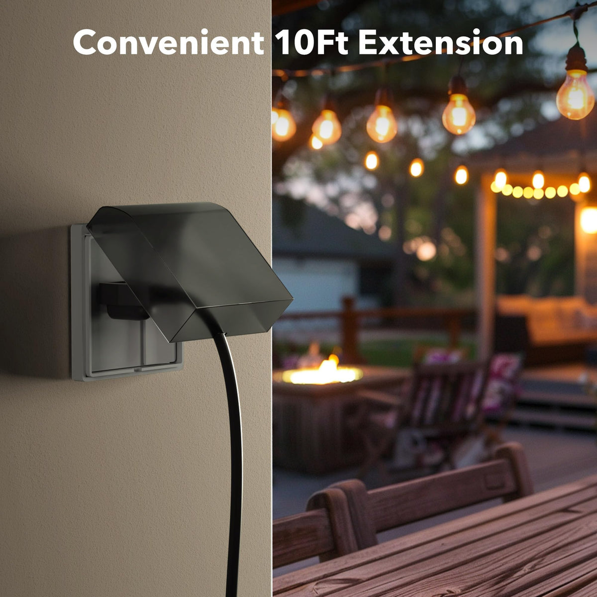 BN-Link's 2 Pack Outdoor Extension Cord Set is Ideal for Holiday Yard Decorations and Garden Equipment. with Three outlets You can Plug in Loads up to a Total of 13amps/1625watts. (Black, 10ft) 🍁 All In One Marketplace Canada