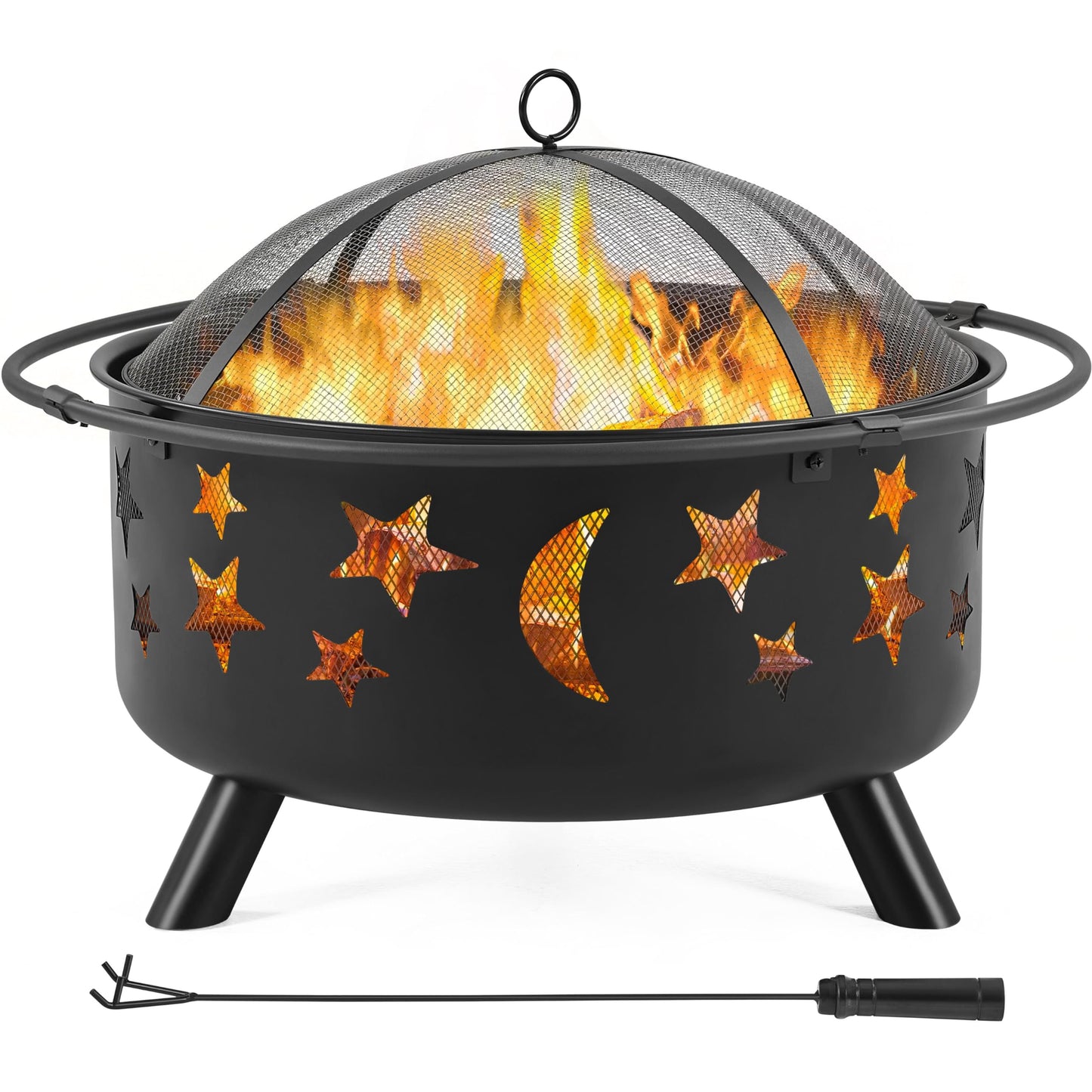 Yaheetech 30in Fire Pits with Poker & Spark Screen Deep Large Fire Bowl Yaheetech