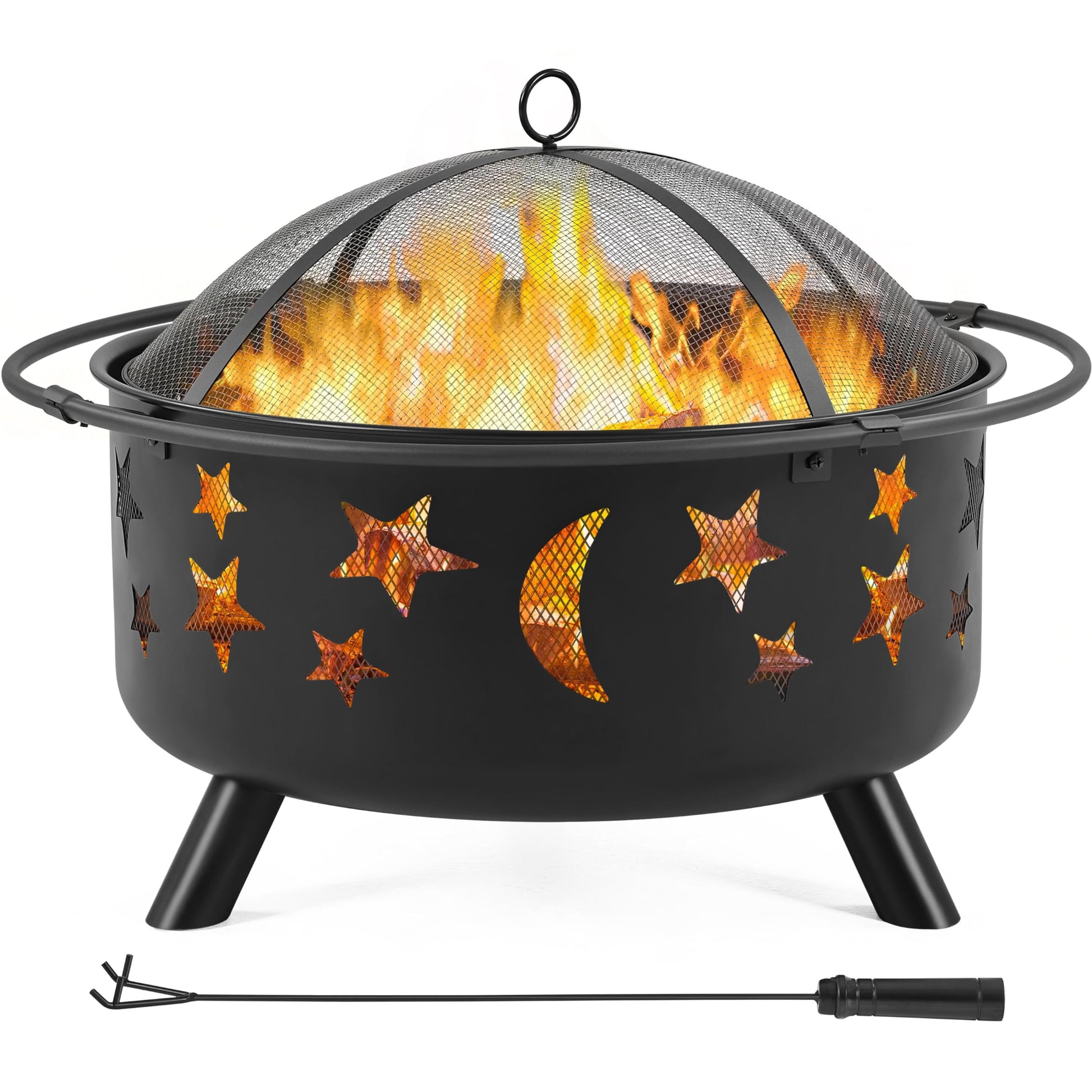 Yaheetech 30in Fire Pits with Poker & Spark Screen Deep Large Fire Bowl Yaheetech