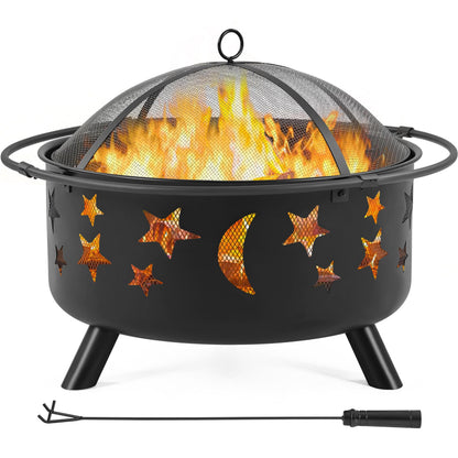 Yaheetech 30in Fire Pits with Poker & Spark Screen Deep Large Fire Bowl Yaheetech