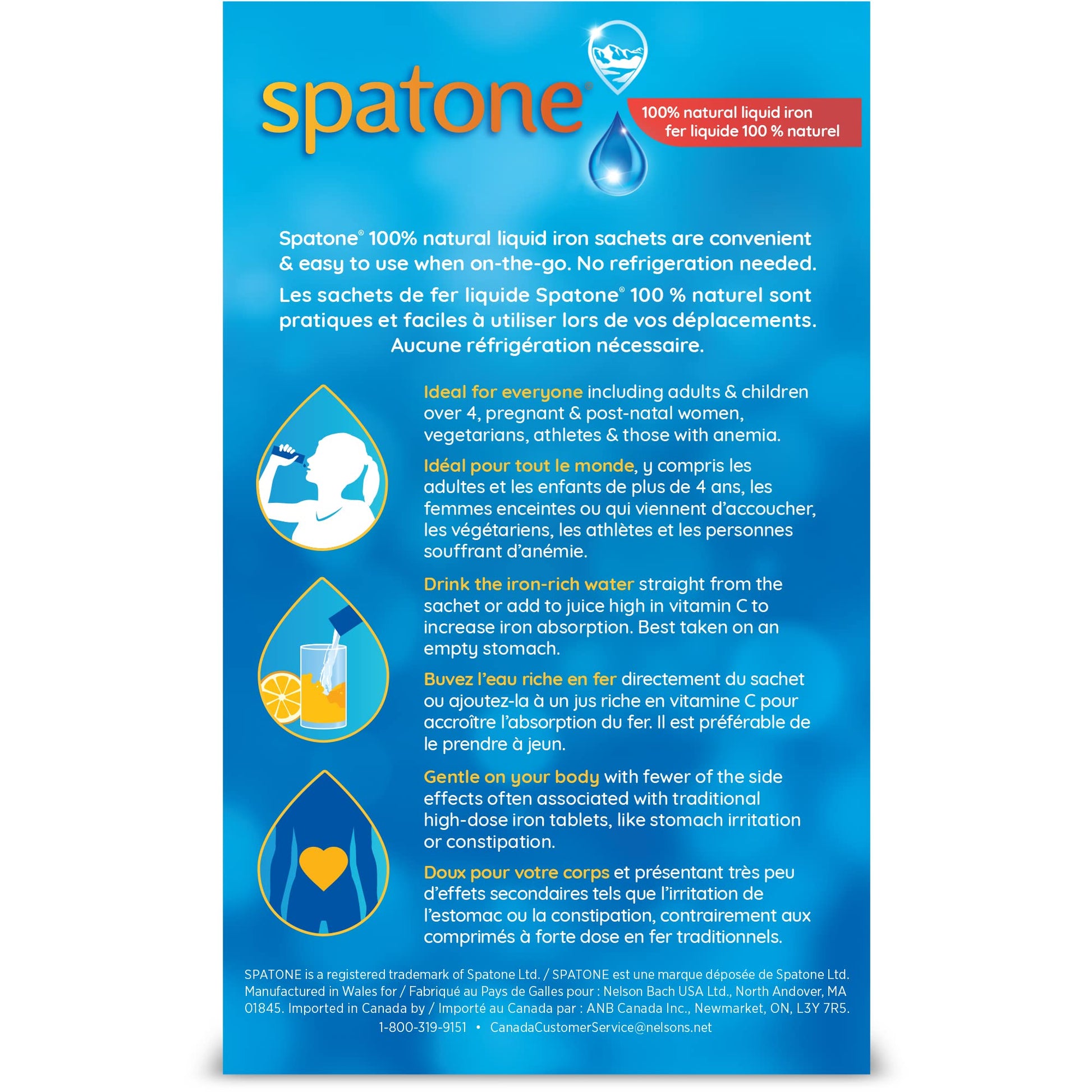 Spatone 100% Natural Liquid Iron Supplement, Original Flavour, Vegan, Reduces Tiredness & Fatigue, 28 Sachets x 25 mL, 700.0 ml (Pack of 1) - Available at All In One Marketplace Canada