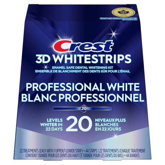 Crest 3D Whitestrips Professional White At-Home Teeth Whitening Kit, 22 Treatments, 20 Levels Whiter